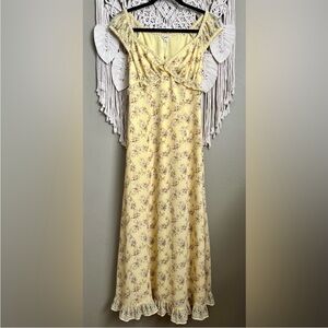 Max Studio Yellow Floral Ruffle Maxi Dress